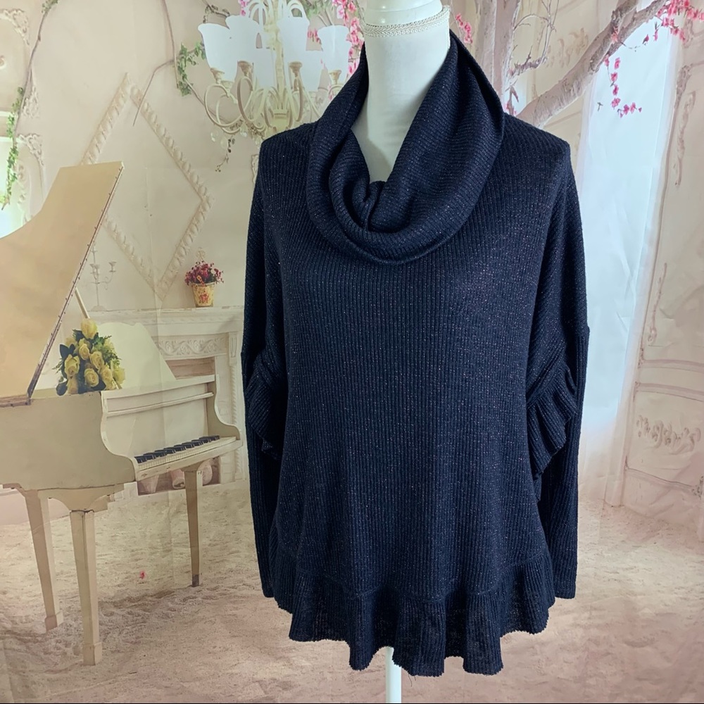Anthropologie Postmark Ribbed Ruffle Turtleneck - Picture 2 of 12